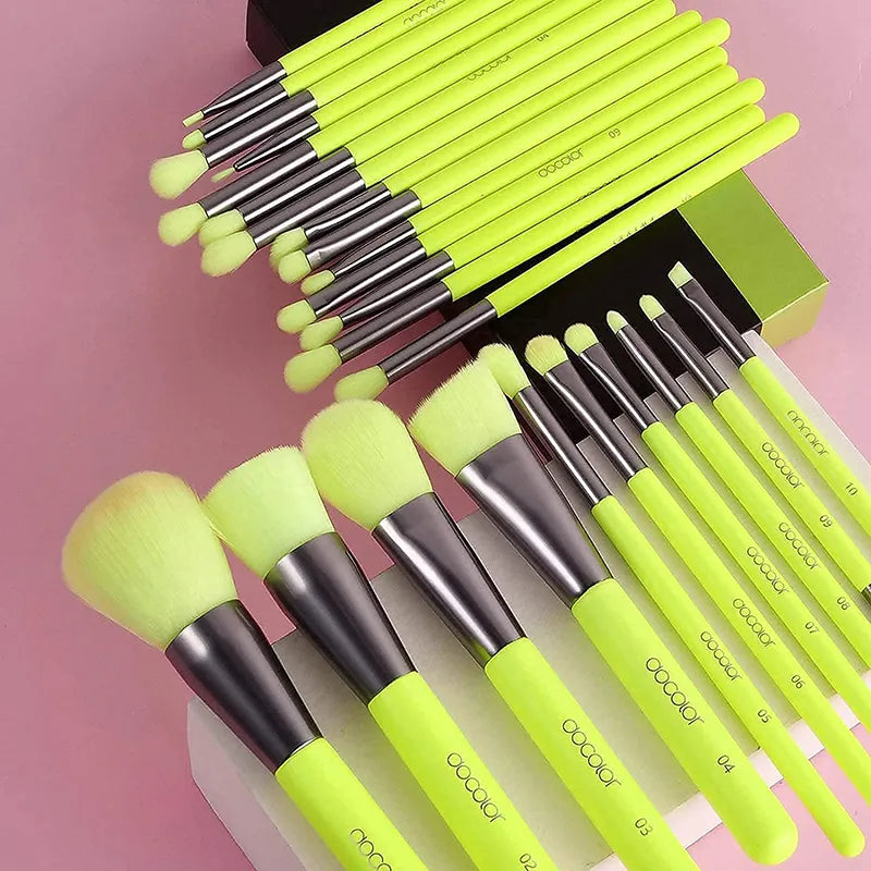 Docolor Professional Neon Green Makeup Brush Set.