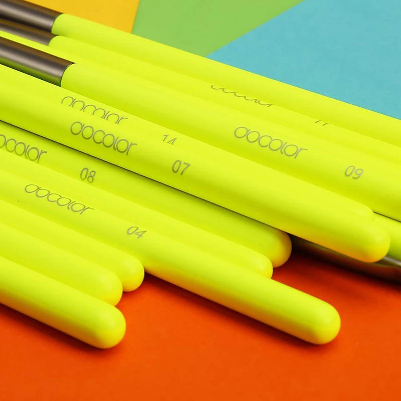 Docolor Professional Neon Green Makeup Brush Set.