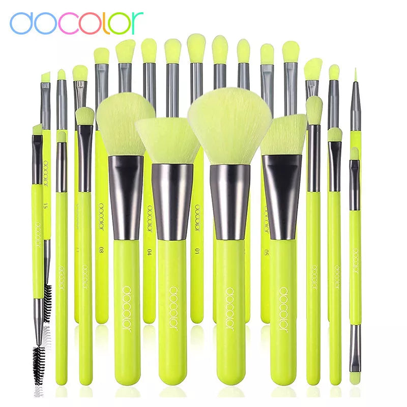 Docolor Professional Neon Green Makeup Brush Set.