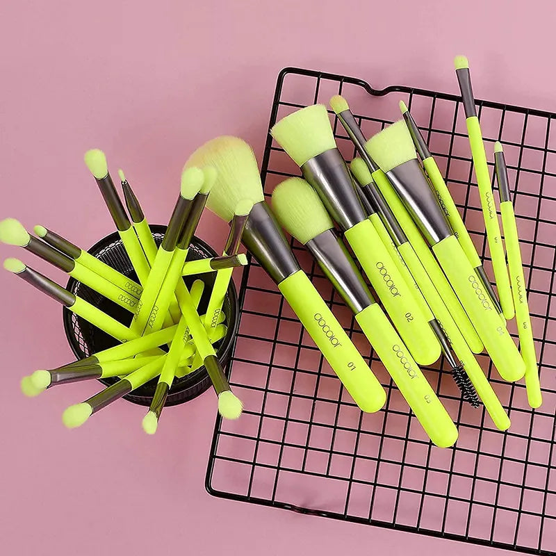 Docolor Professional Neon Green Makeup Brush Set.