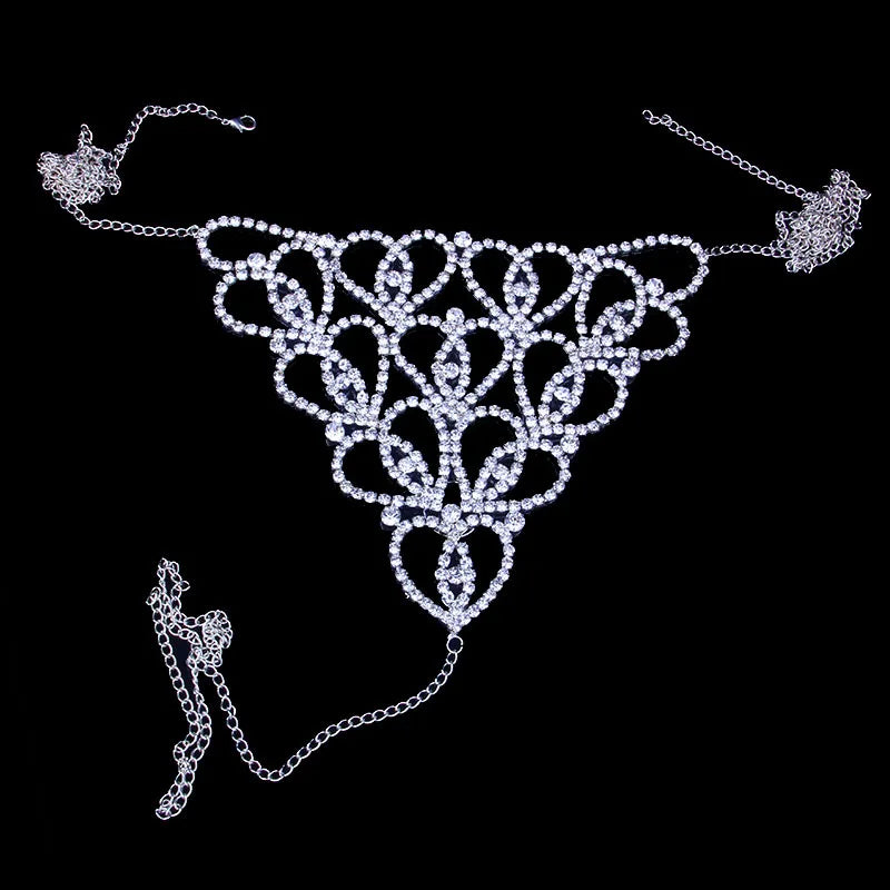 Sexy Body Chain Big Crystal Bralette Top Jewelry.