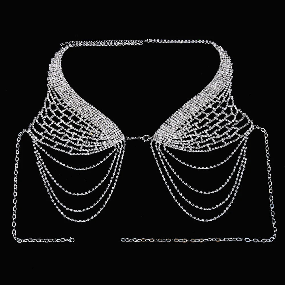 Tassel Underwear Rhinestone Bra Chain Thong Sets