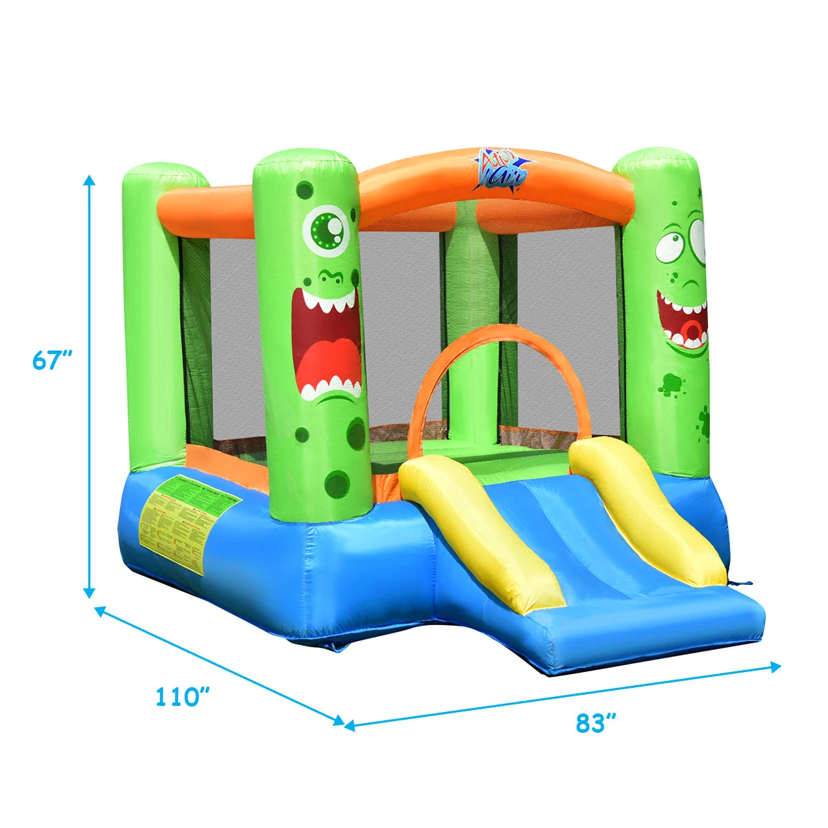 Inflatable Castle Bounce House Jumper Kids Playhouse with Slider and 480W Blower