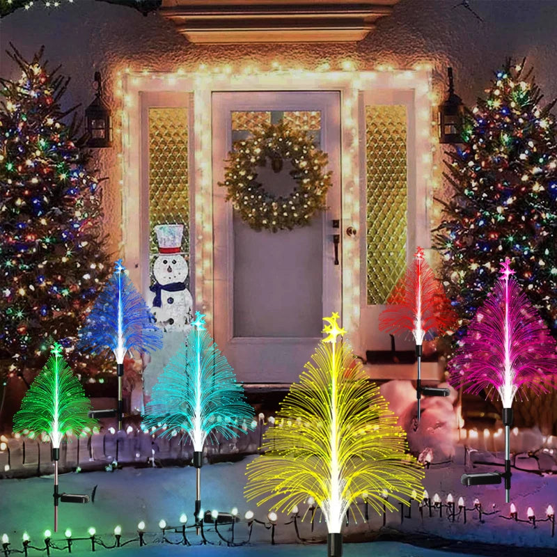 Solar Fiber Christmas Lights LED Outdoor Pathway Lights.