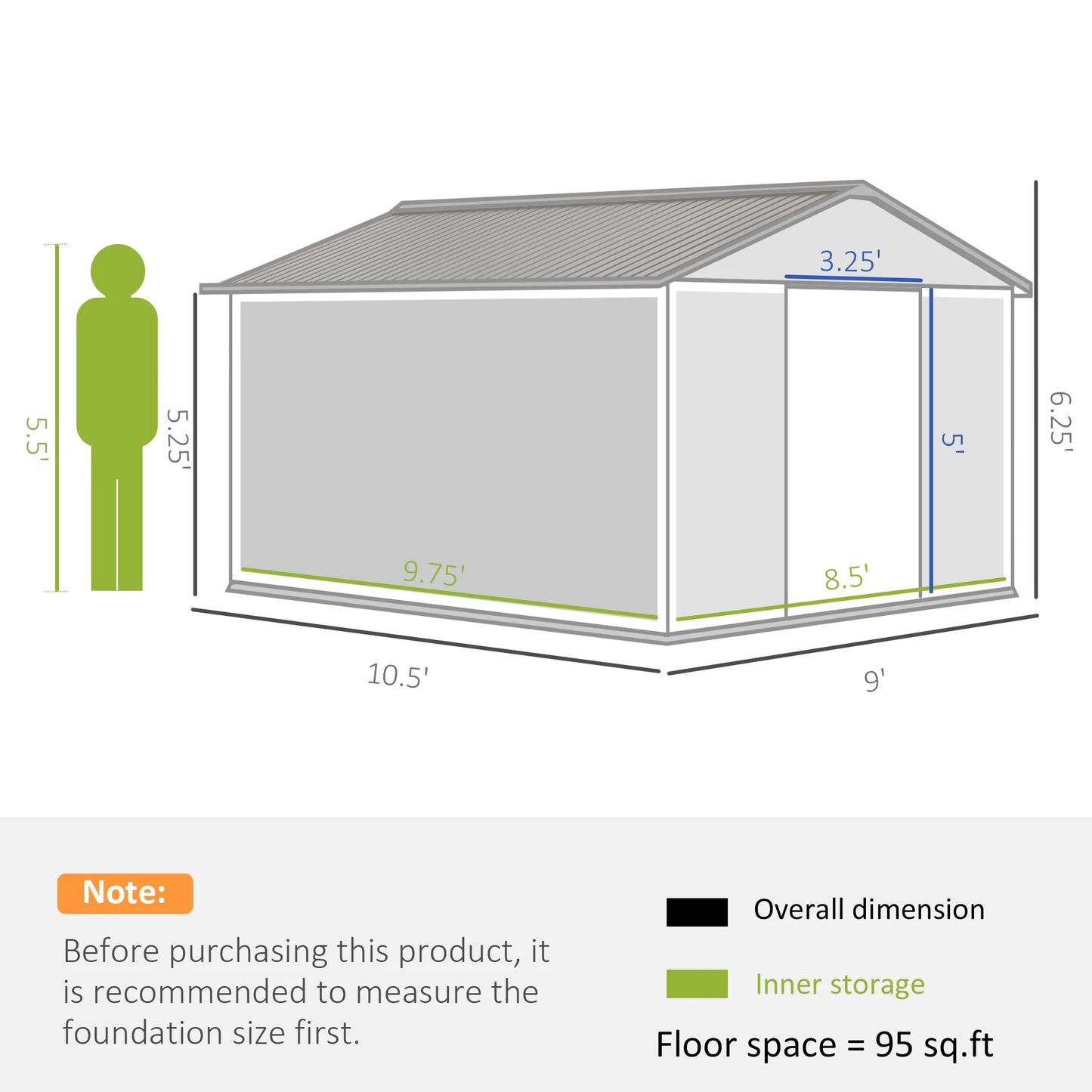 11' x 9'  Garden Tool House with Floor Foundation.