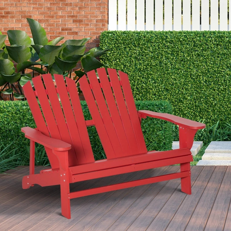 Red 2 Person Adirondack Loveseat,Fire Pit ChaiBackyard, Garden with High-back