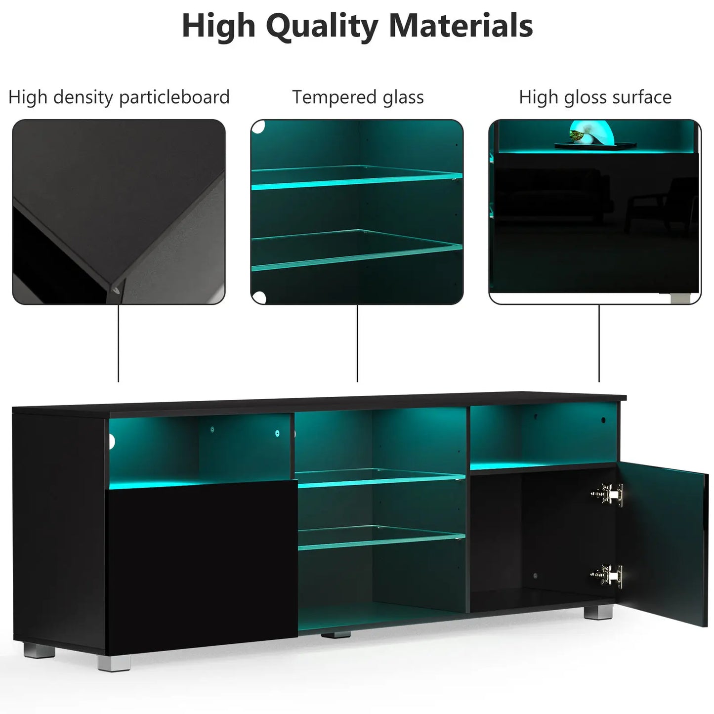 Modern LED TV Stand Media Console Table Entertainment Center.