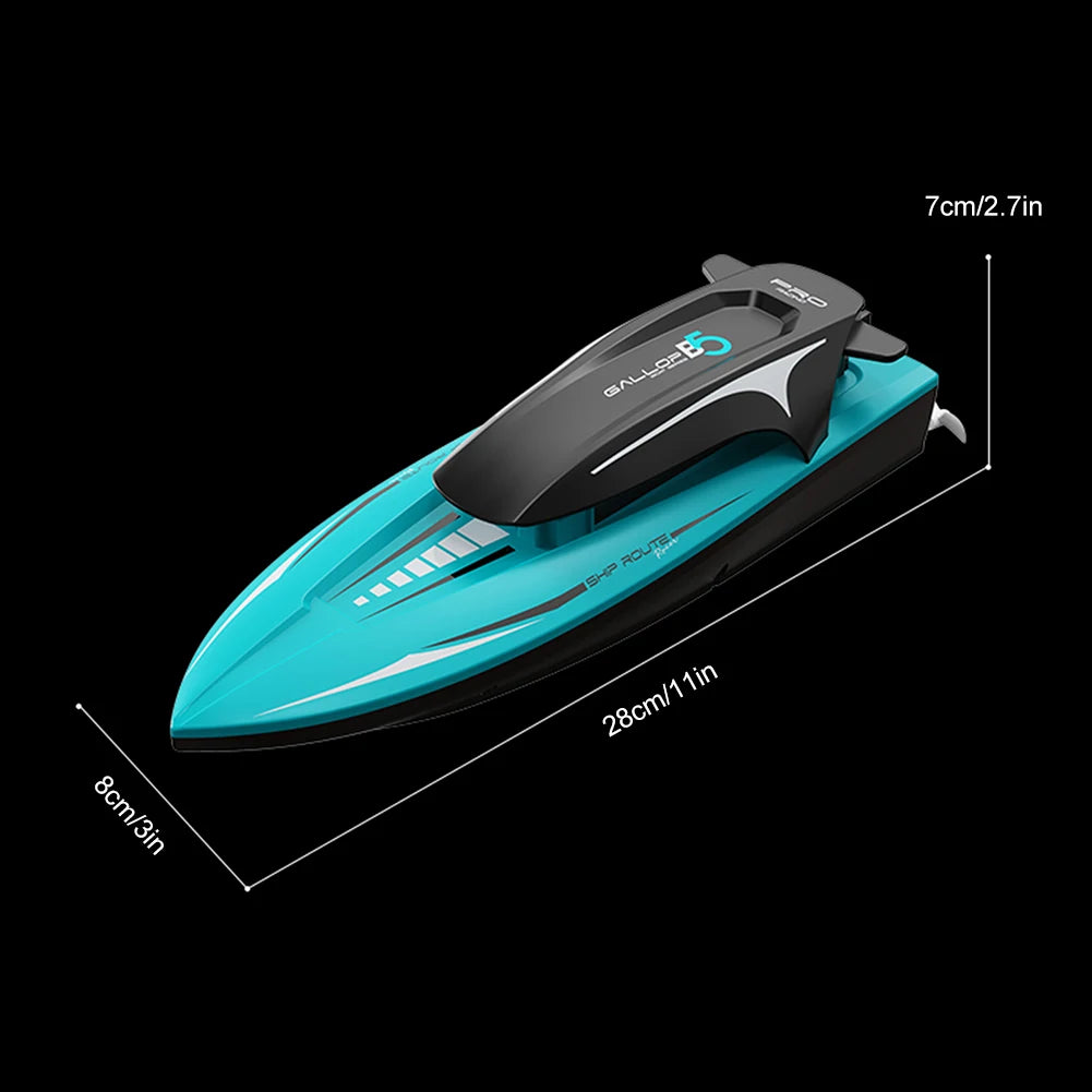 RC Motorboat with LED Light Max Speed 20km/h Racing Speedboat.