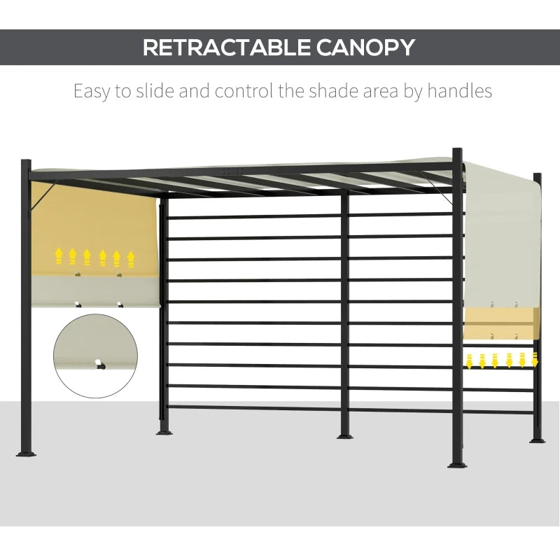 Beige 10' x 12' Outdoor Retractable Pergola.