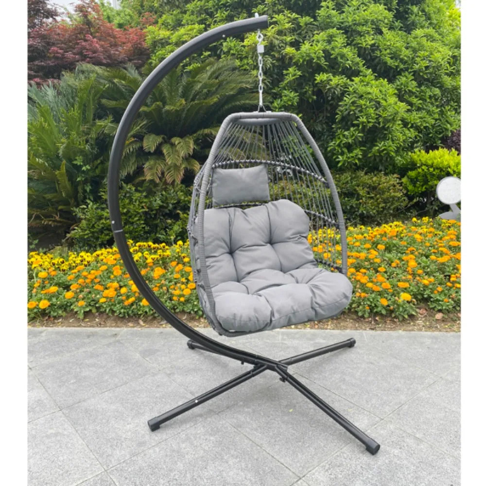 Outdoor Patio Wicker Folding Hanging Chair.