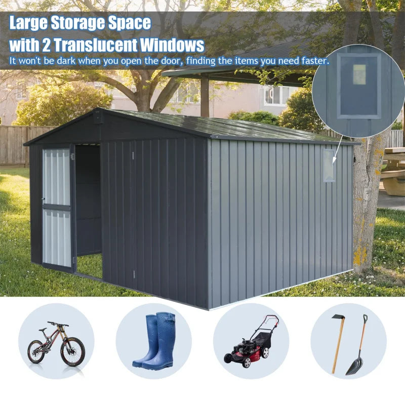 Backyard storage shed 11'x9 ', outdoor garden shed