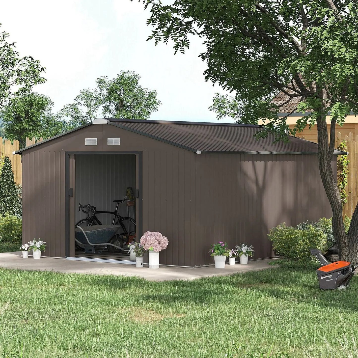 13' x 11' Steel Outdoor Utility Storage Tool Shed.