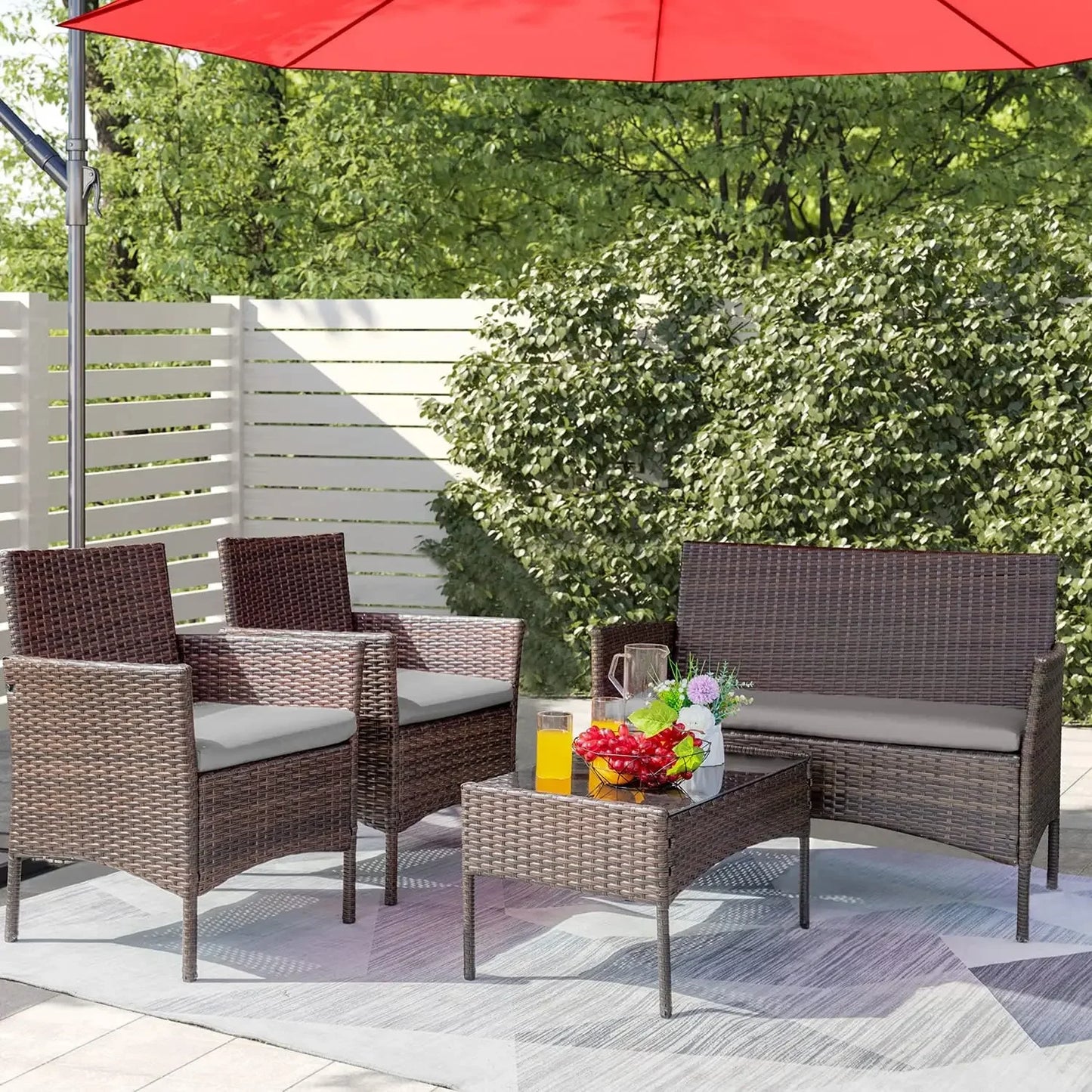 Patio Furniture 4 Pieces Conversation Sets.