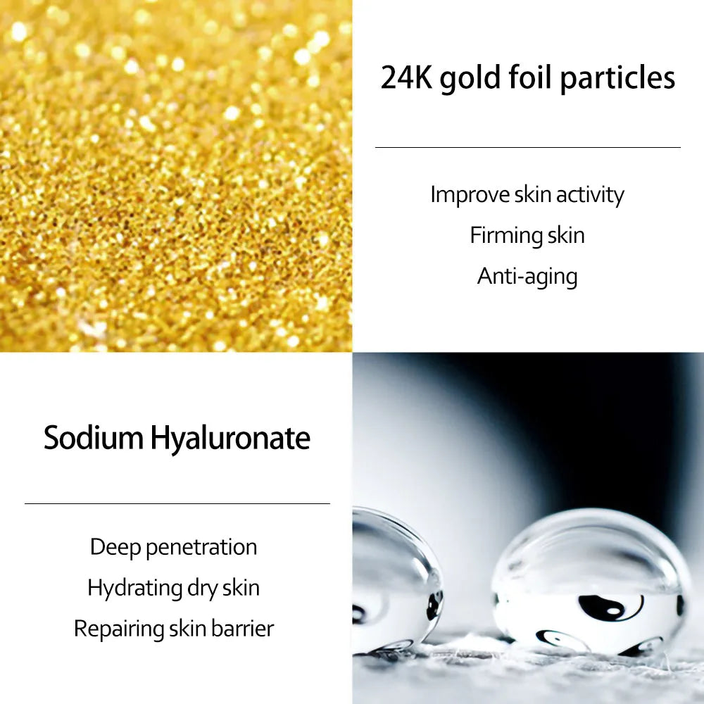 Face Cream Kit 24K Gold Niacinamide Essence Remove Dark Eye Circles.