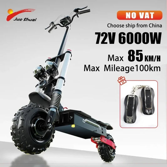 72V 6000W Dual Drive Electric Scooter 85km/h Fast.