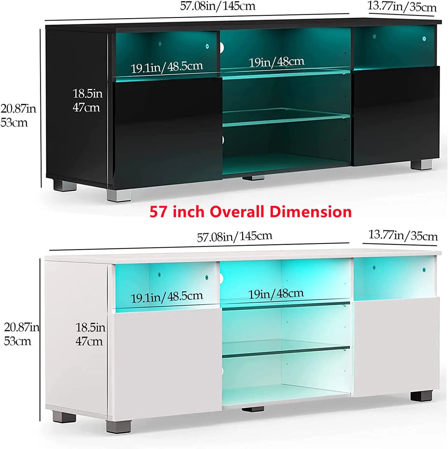 Modern LED TV Stand Media Console Table Entertainment Center.