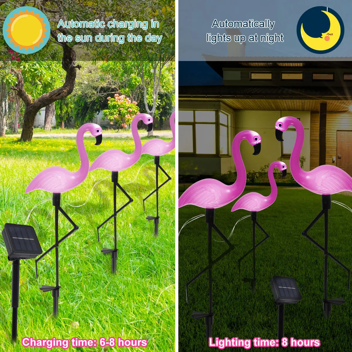 3PCS Flamingo Solar Light Waterproof LED.