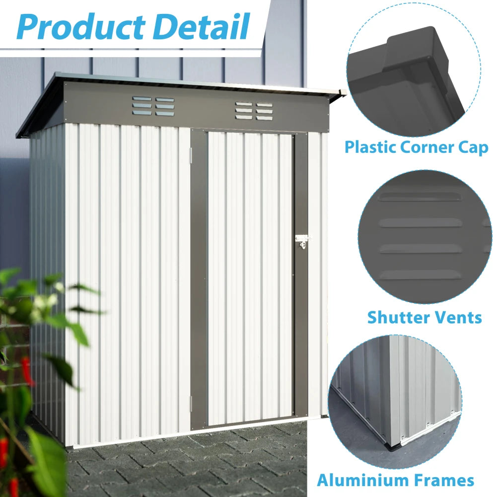 Vertical Storage Shed With Vents Openings Lockable Doors (5 x 3 Ft).