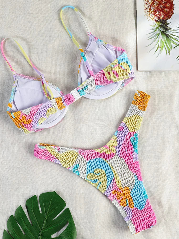 Print Bikini Summer Swimsuit 2024 New Triangle Swiwmear.