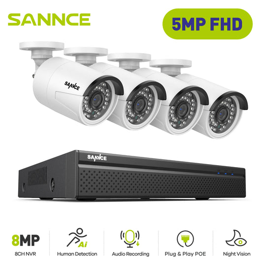 SANNCE 8CH 5MP HD POE Video Security Surveillance Cameras