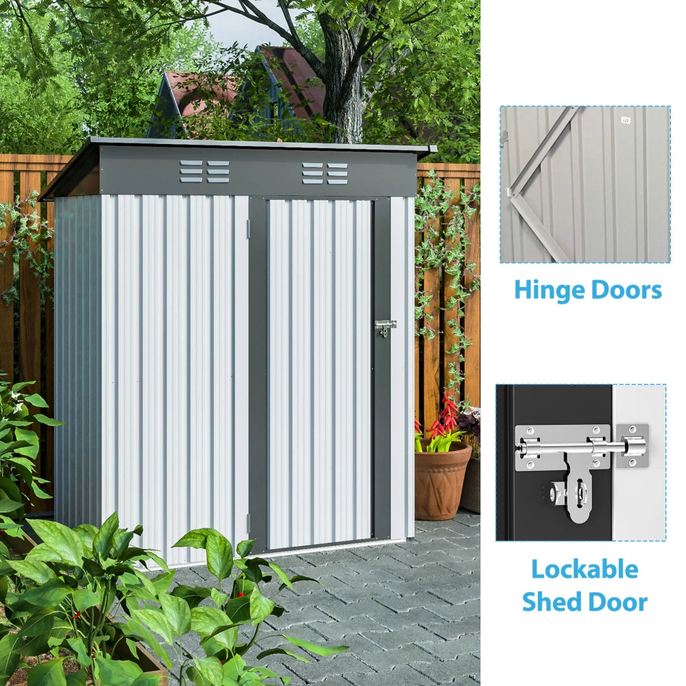 Vertical Storage Shed With Vents Openings Lockable Doors (5 x 3 Ft).