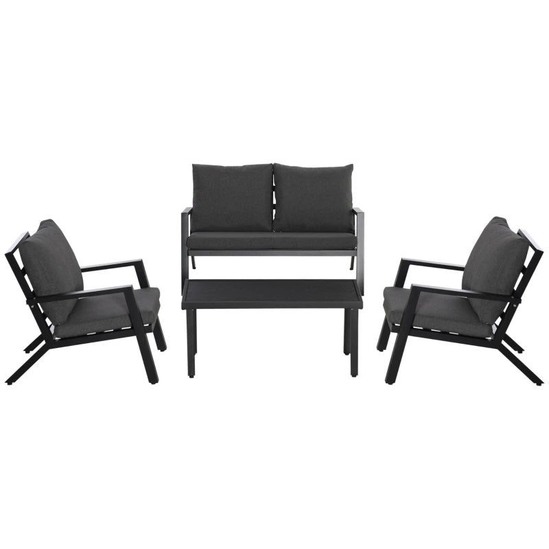 Black 4 Piece Patio Furniture Set, with ArmchairPoolside, Lawn and Garden