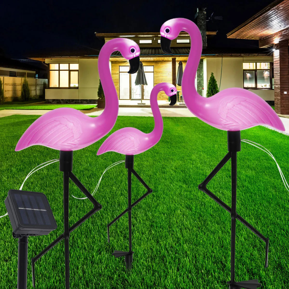 3PCS Flamingo Solar Light Waterproof LED.