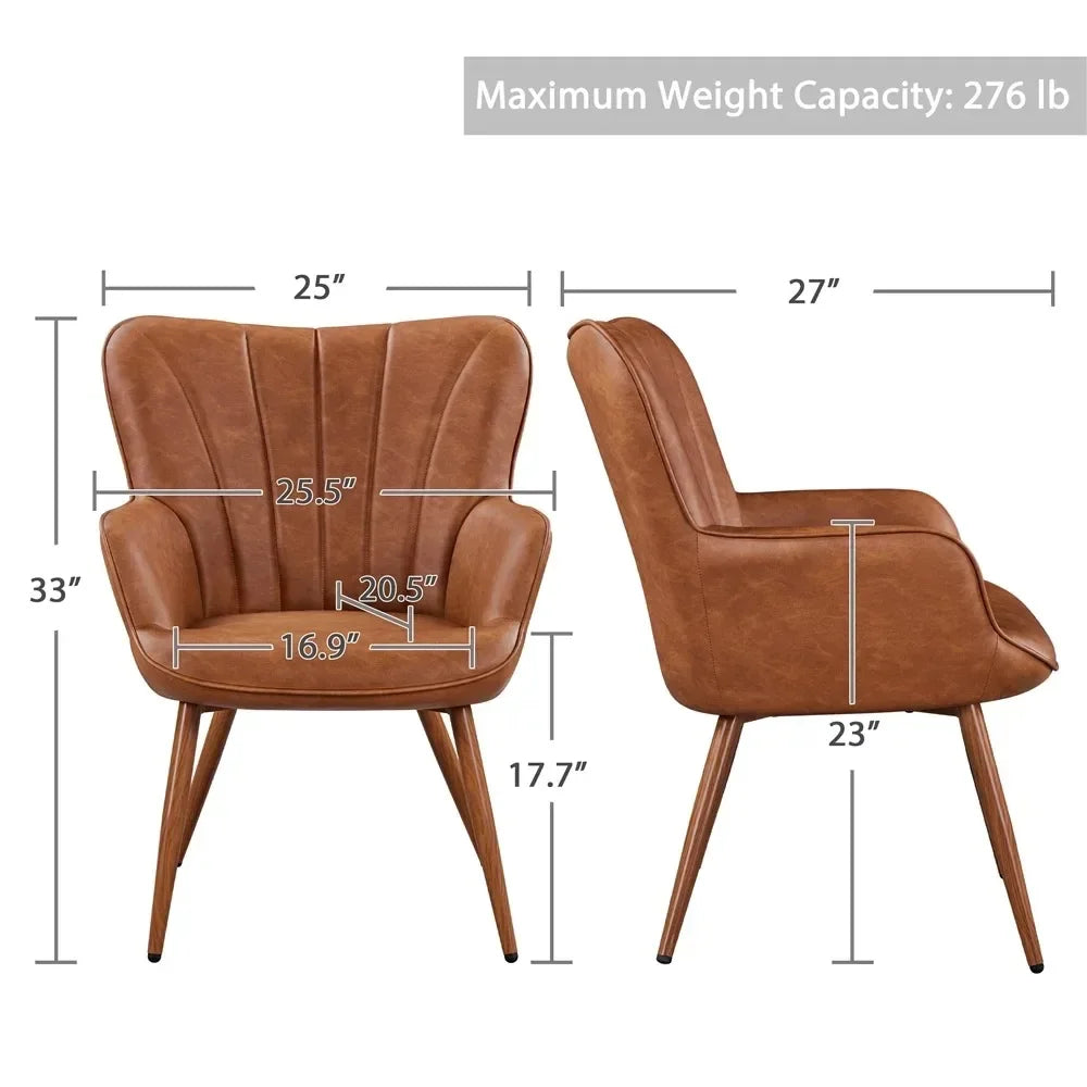 Modern Upholstered Faux Leather Accent Chair.