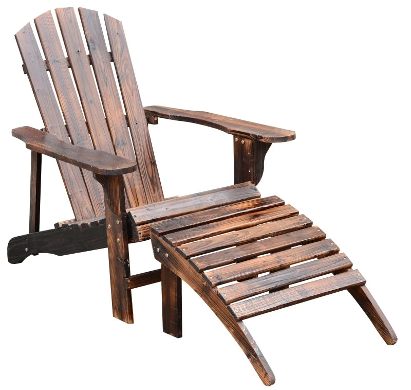 Brown Adirondack Chair with Ottoman,