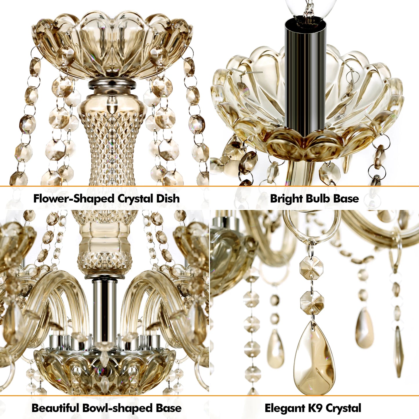 Ridgeyard 4/6/8/10/15 Arms Crystal Chandelier Pendant Light.