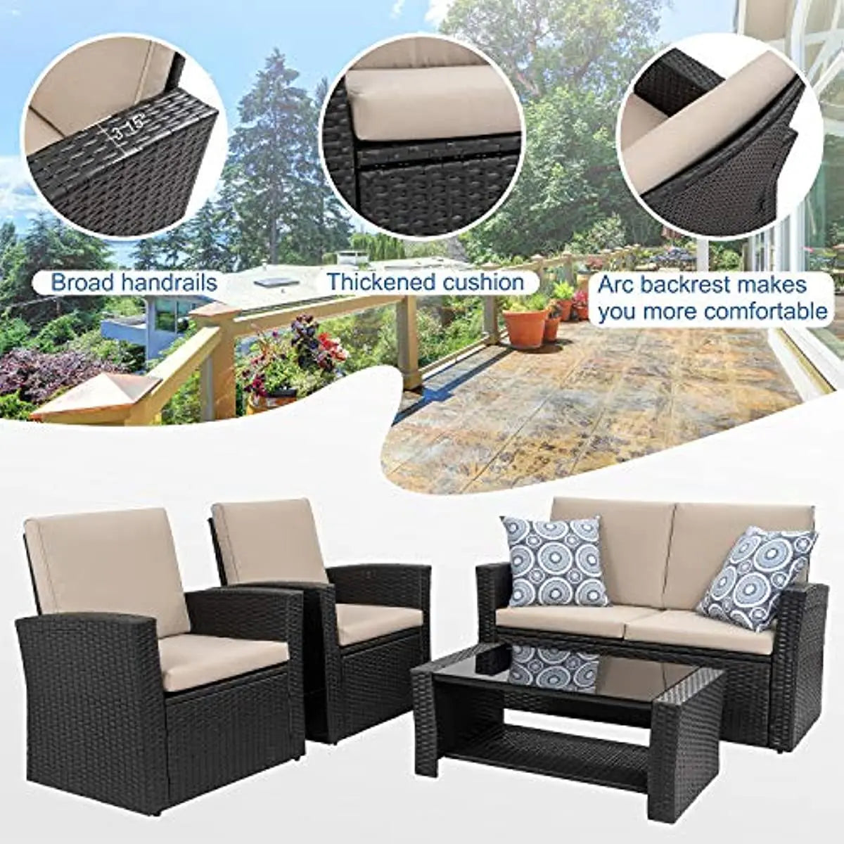 Shintenchi 4-Piece Outdoor Patio Furniture Set.