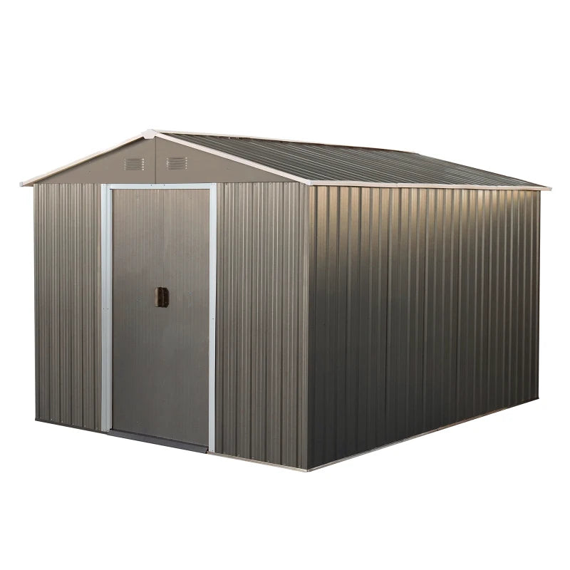 8x10ft Outdoor Metal Storage Shed, utility tool room.