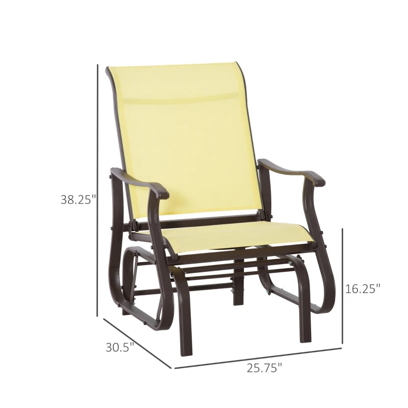 Beige Outdoor Swing Glider Chair.