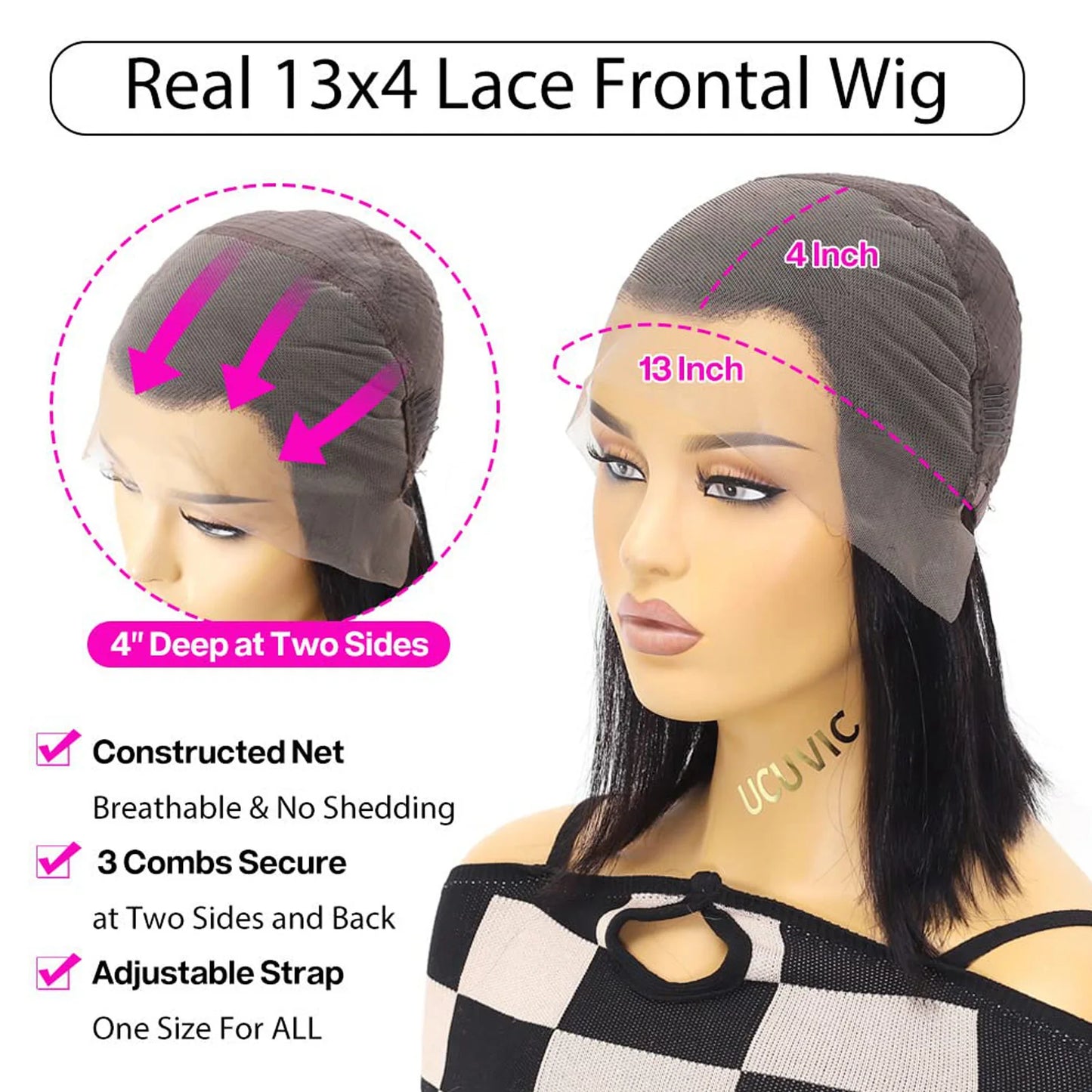 Frontal Lace Hair Wig Glueless 13x4 Bob Hd Wigs Brazilian Human Hair.