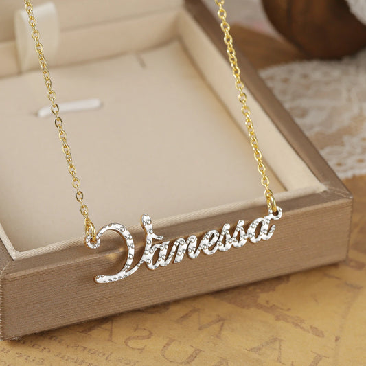 Personalized Two-tone Name Necklace 18K Gold Plated