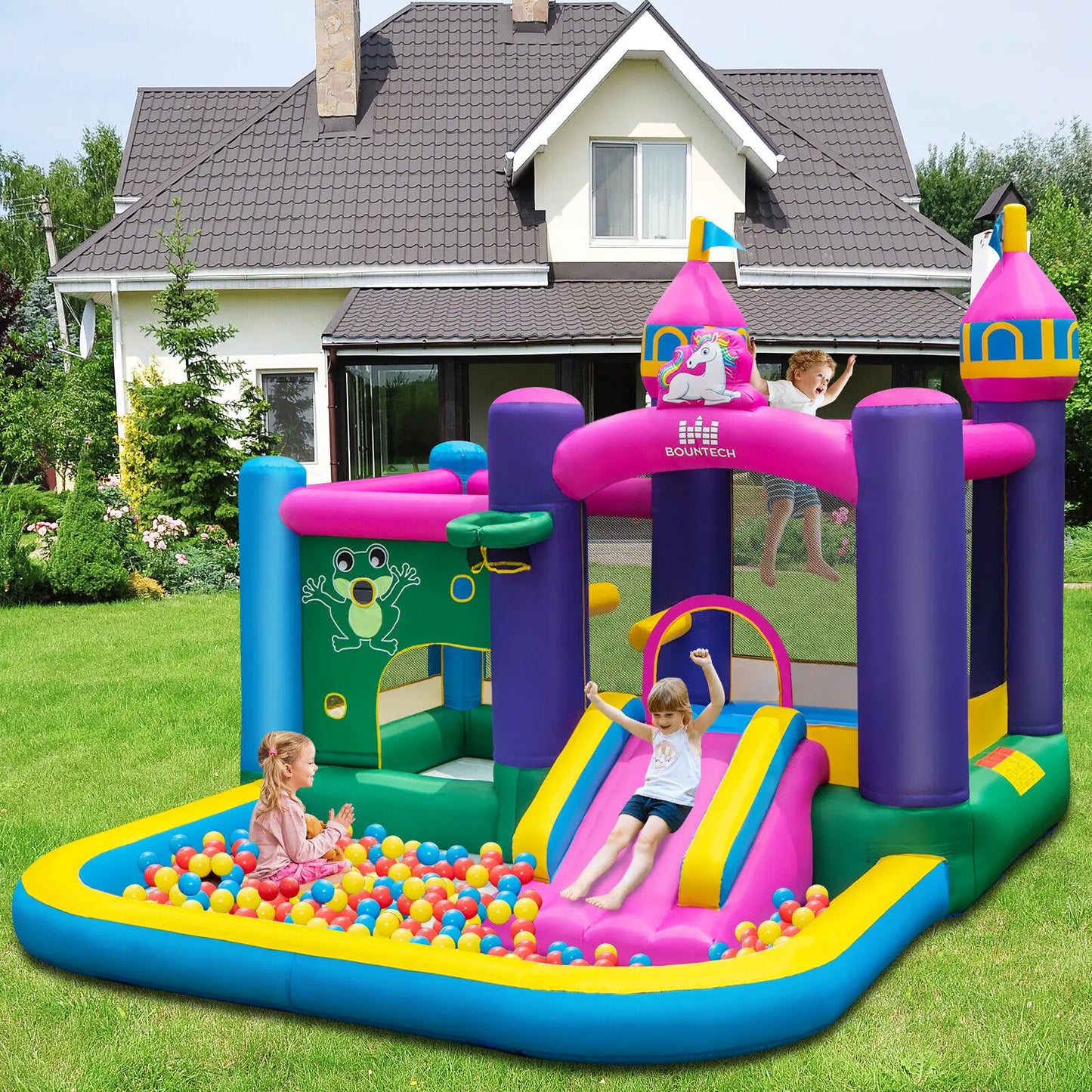 Babyjoy Inflatable Unicorn-themed Bounce House 6-in-1 Kids