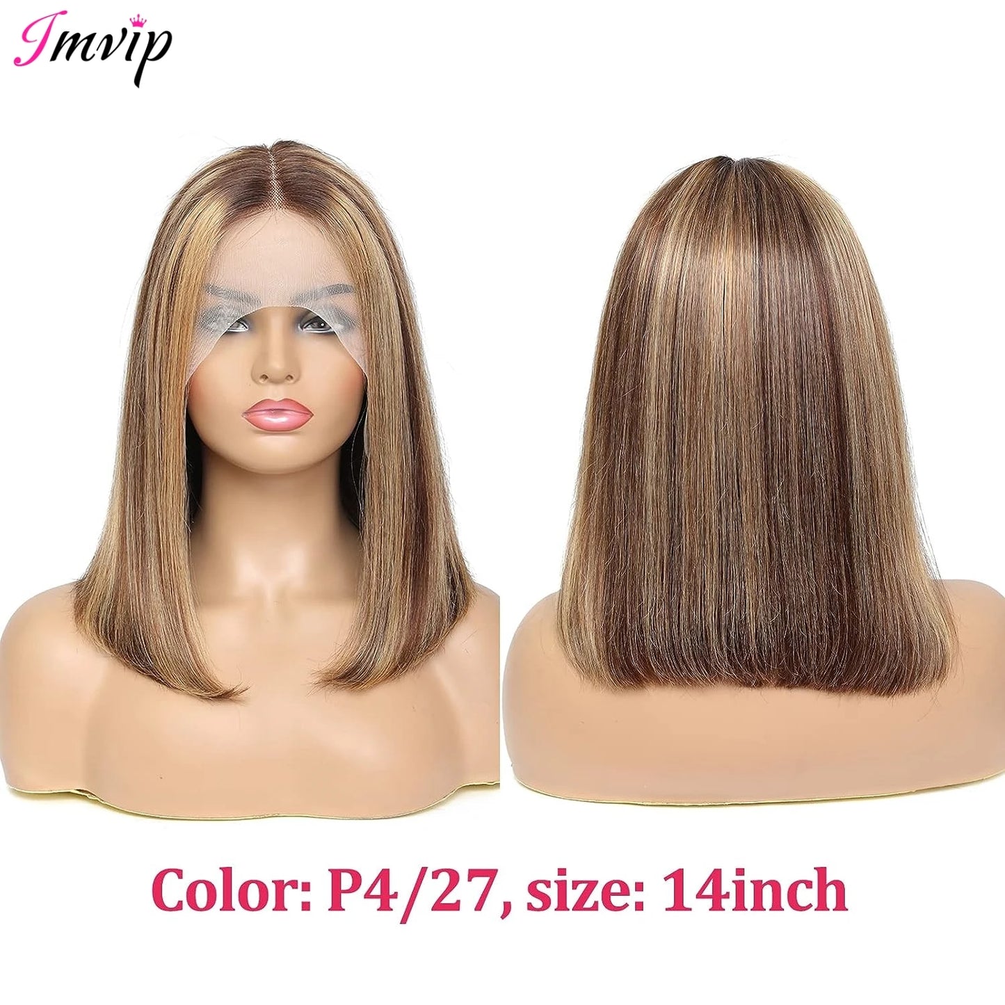 IAMVIP HD Lace Front Bob Wig for Women 200% Straight Short Remy.