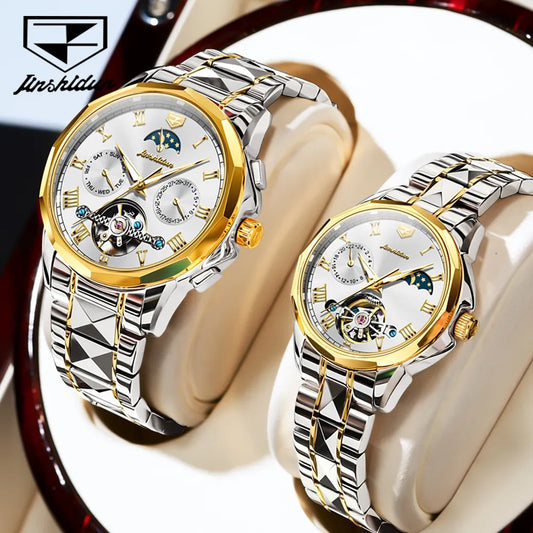 JSDUN Couple Watch Automatic Mechanical Tourbillon Desig.