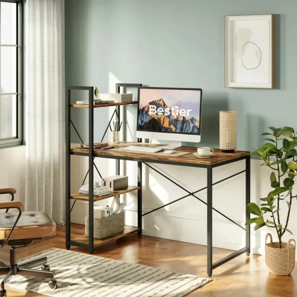 47 Inch Computer Desk with Under  and Side Storage Shelves