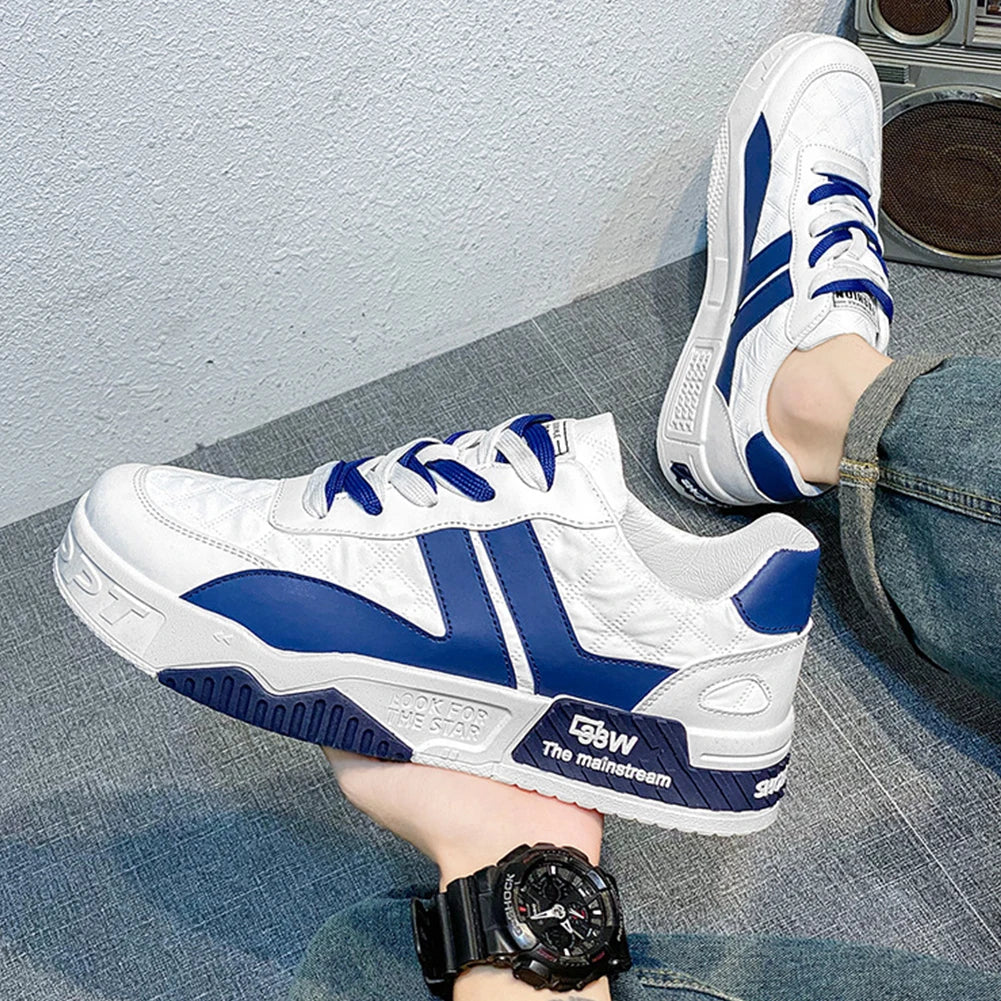 Men Design Sports Shoes PU Leather Walking Sneakers.