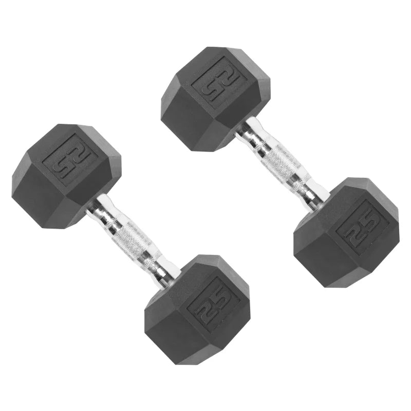 150 lb Coated Rubber Hex Dumbbell Weight Set fitness equipment