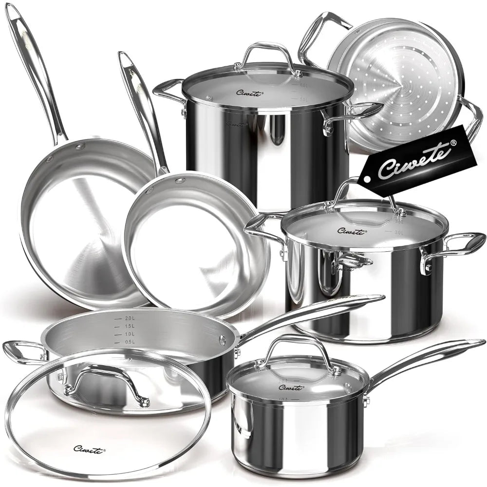 s With Stay Cool Ergonomic Handles Tri-Ply Stainless Steel Pots a