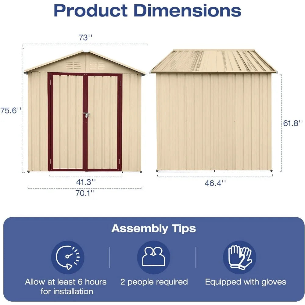 6' × 4' Metal Outdoor Storage Shed