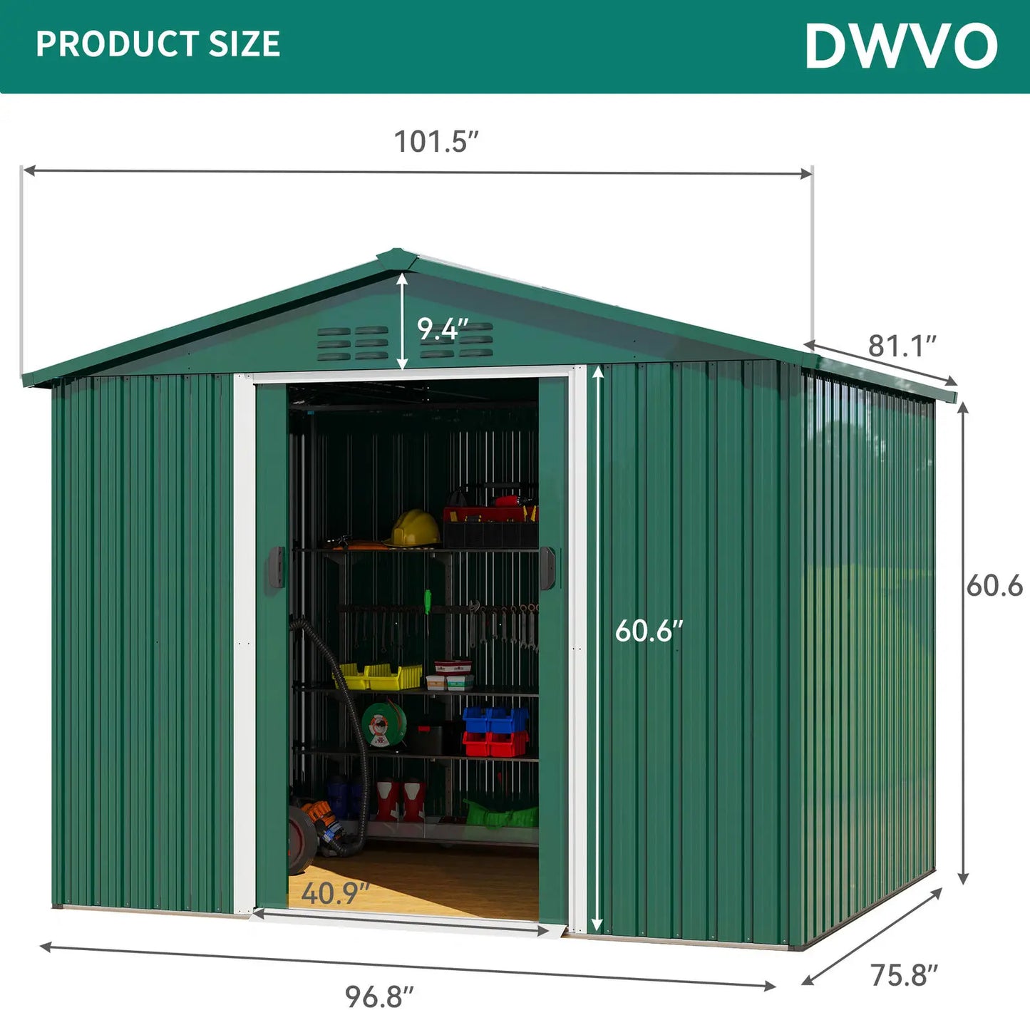 6x8 foot outdoor storage shed.