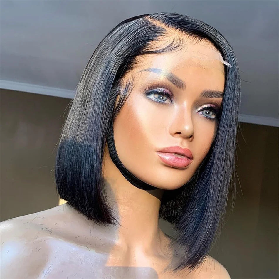 Frontal Lace Hair Wig Glueless 13x4 Bob Hd Wigs Brazilian Human Hair.