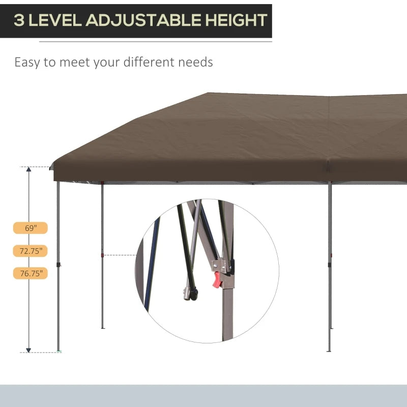 Brown 10' x 19' Pop Up Canopy with Easy Up Steel Frame.