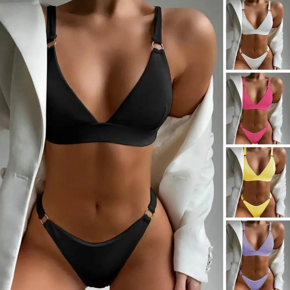 Bikini Swimwear 1 Set Stylish Quick Drying Breathable  Bikini Bra Briefs SetWomen