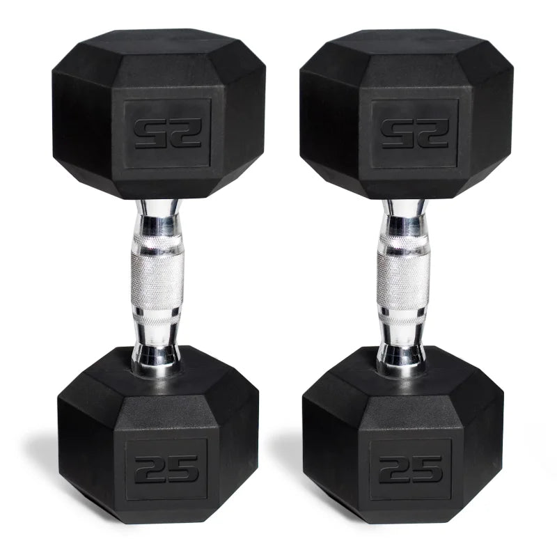 150 lb Coated Rubber Hex Dumbbell Weight Set fitness equipment