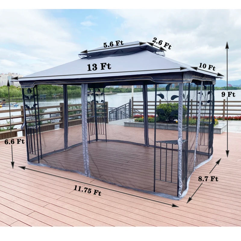 Gray13x10 Outdoor Patio Gazebo Canopy.