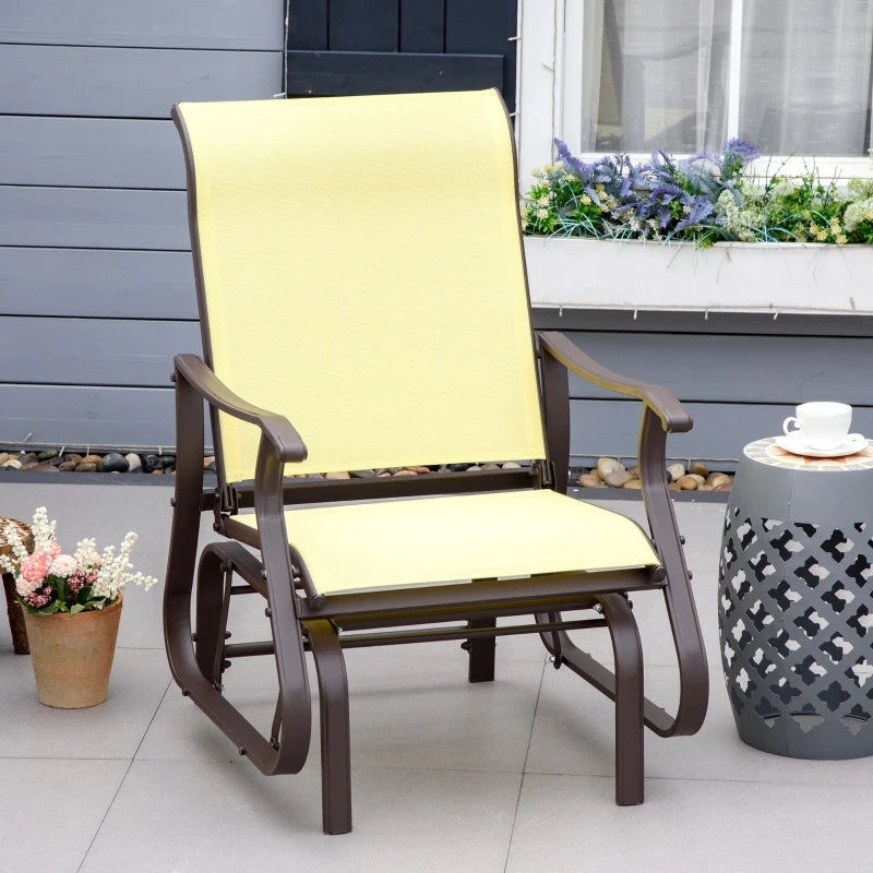 Beige Outdoor Swing Glider Chair.